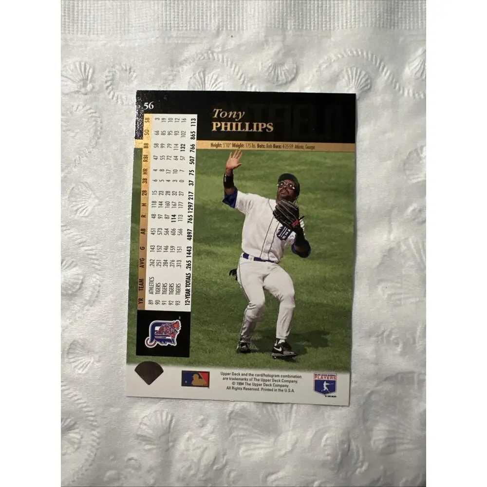 1994 Upper Deck Tony Phillips #56 Detroit Tigers Baseball Card NM MLB 143